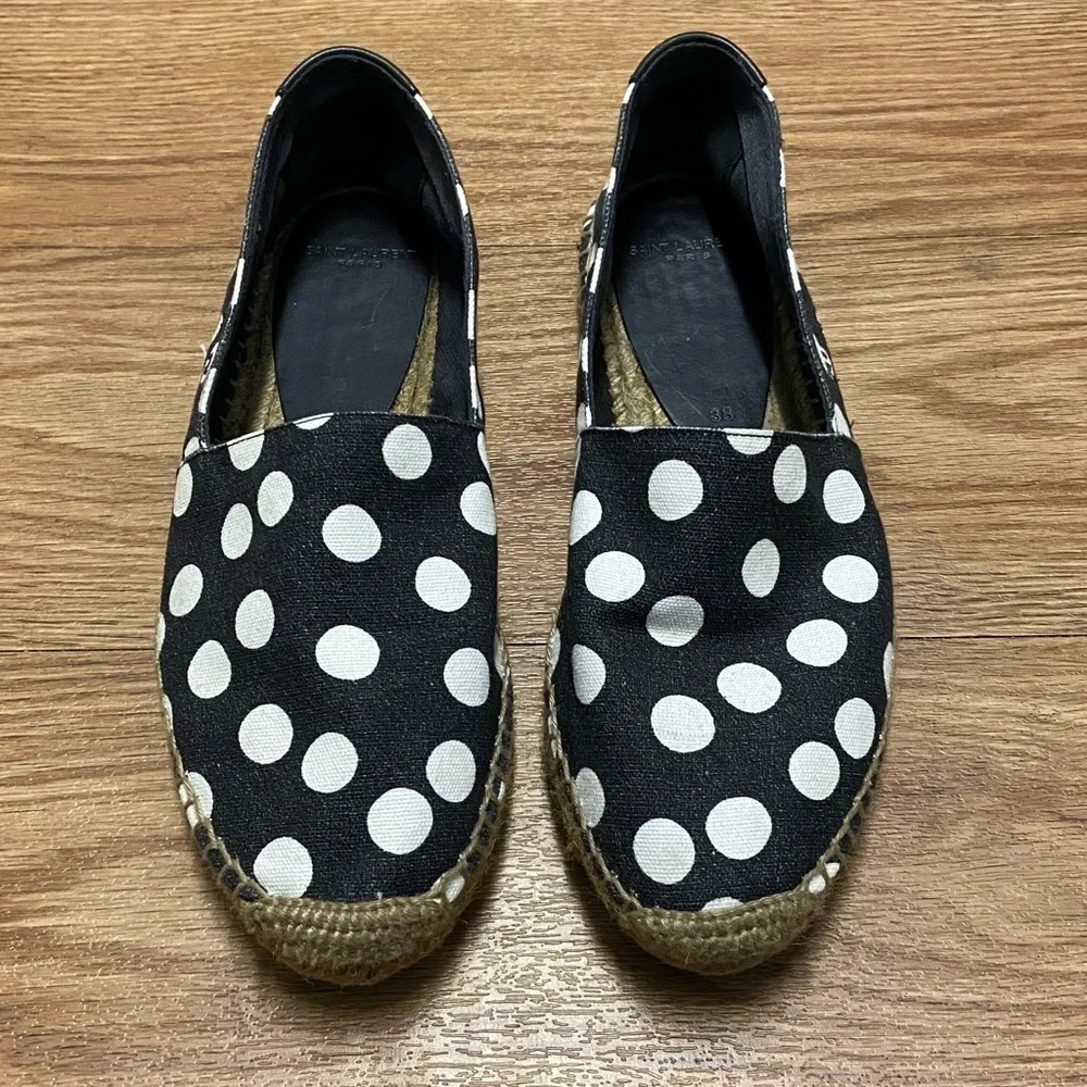 SAINT LAURENT polka dot Espadrille Flat - Picture 11 of 16